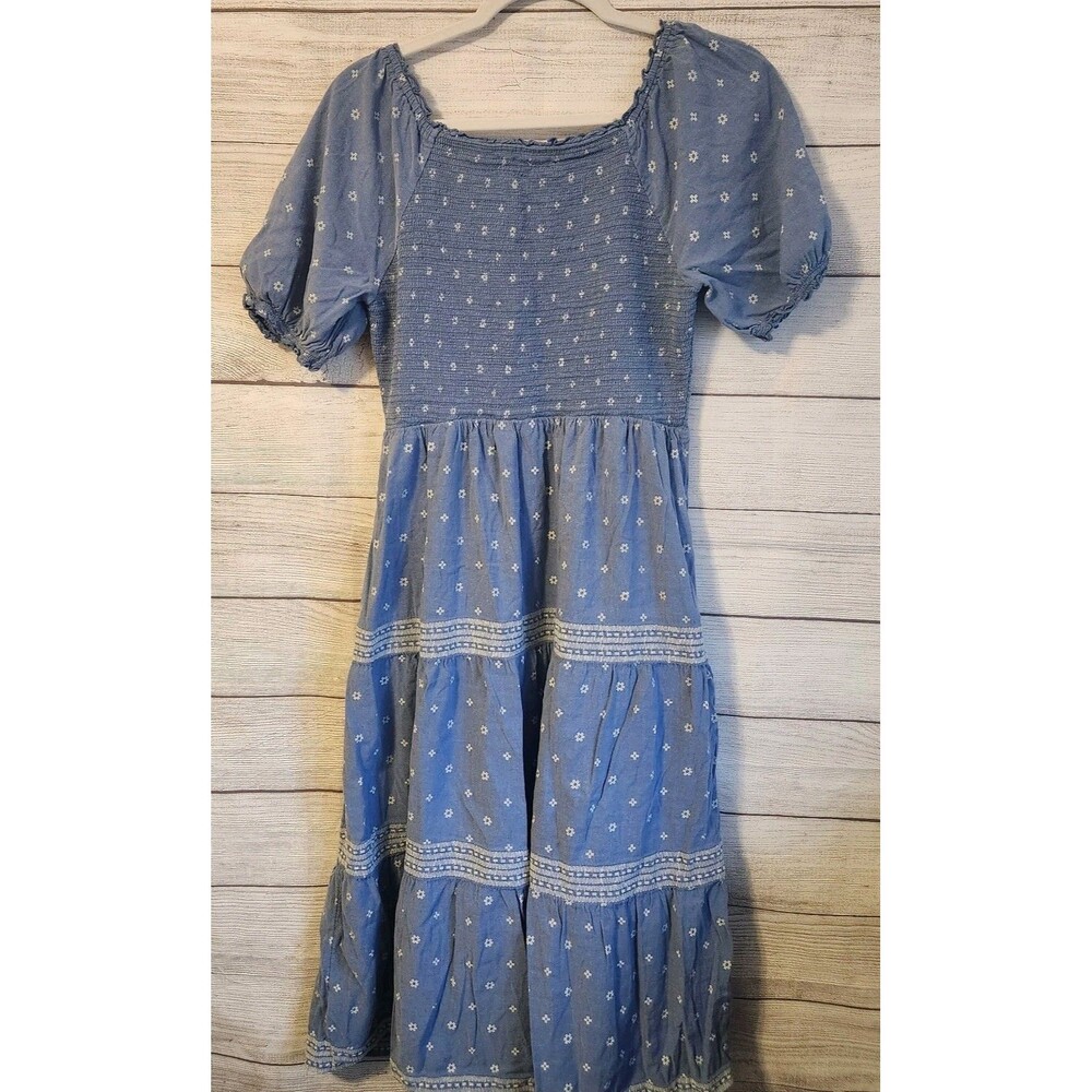 Old Navy Blue M floral short sleeve cottagecore Y2K summer beach coastal dress - Picture 8 of 9